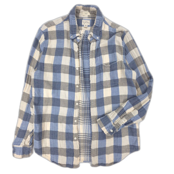 J CREW Slim Double Layered Shirt Jacket Flannel Old Money Western Casual Plaid - Picture 1 of 9